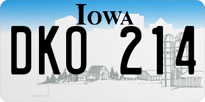 IA license plate DKO214