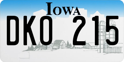 IA license plate DKO215