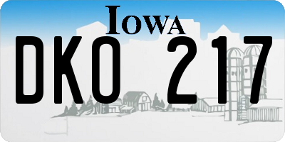 IA license plate DKO217