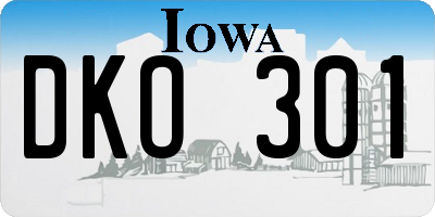 IA license plate DKO301