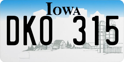 IA license plate DKO315