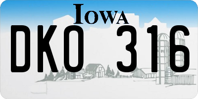 IA license plate DKO316