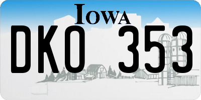IA license plate DKO353