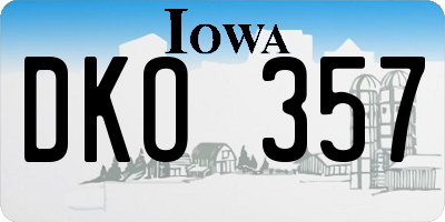 IA license plate DKO357