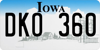 IA license plate DKO360