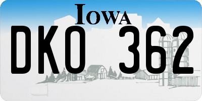 IA license plate DKO362
