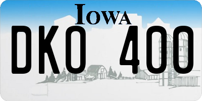 IA license plate DKO400