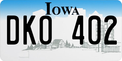 IA license plate DKO402