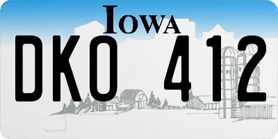 IA license plate DKO412