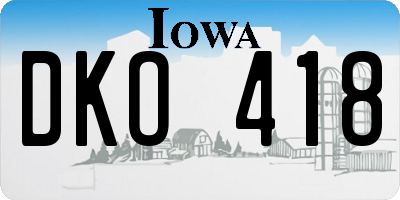 IA license plate DKO418