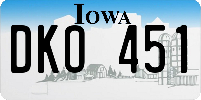 IA license plate DKO451