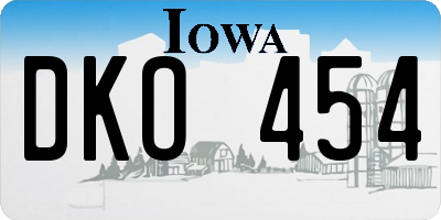 IA license plate DKO454