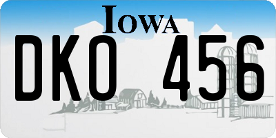 IA license plate DKO456