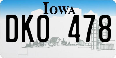 IA license plate DKO478