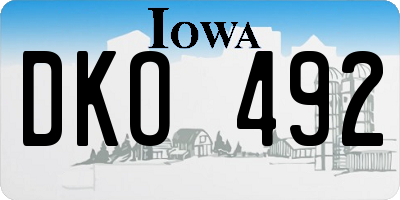 IA license plate DKO492