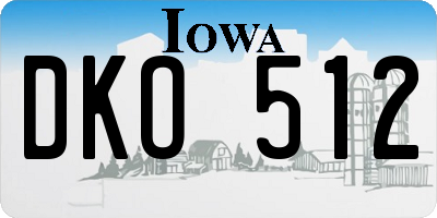 IA license plate DKO512