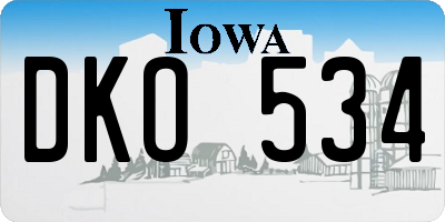 IA license plate DKO534