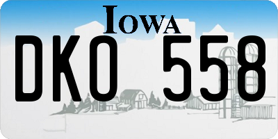 IA license plate DKO558