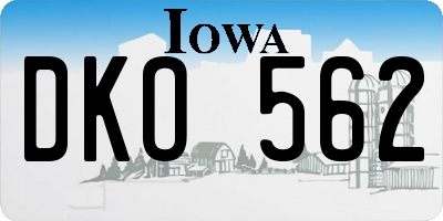 IA license plate DKO562