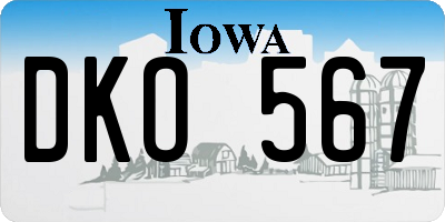 IA license plate DKO567
