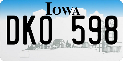 IA license plate DKO598