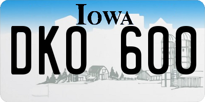 IA license plate DKO600