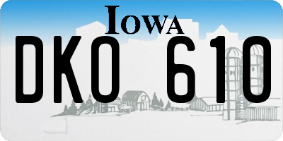 IA license plate DKO610