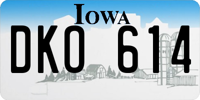 IA license plate DKO614