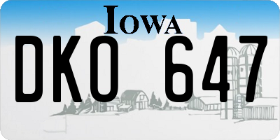 IA license plate DKO647