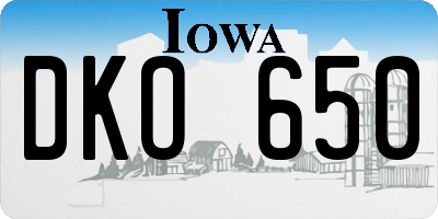 IA license plate DKO650