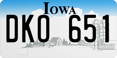 IA license plate DKO651