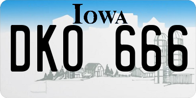 IA license plate DKO666