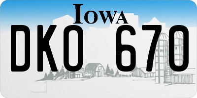 IA license plate DKO670