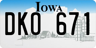 IA license plate DKO671