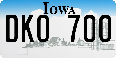 IA license plate DKO700
