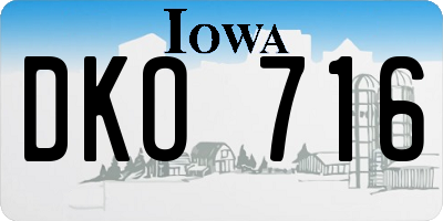 IA license plate DKO716