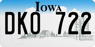 IA license plate DKO722