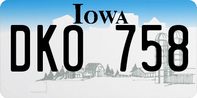 IA license plate DKO758