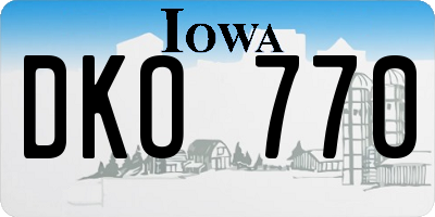 IA license plate DKO770