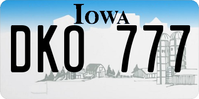 IA license plate DKO777