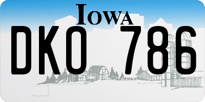 IA license plate DKO786