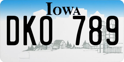 IA license plate DKO789
