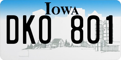 IA license plate DKO801