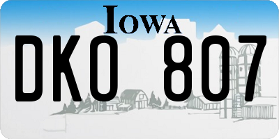 IA license plate DKO807