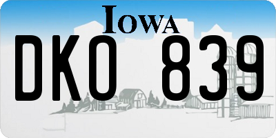 IA license plate DKO839
