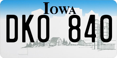 IA license plate DKO840
