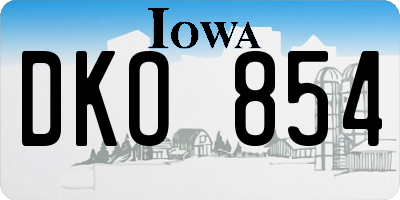 IA license plate DKO854