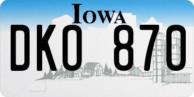IA license plate DKO870