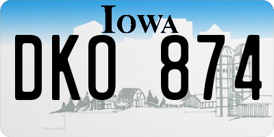 IA license plate DKO874