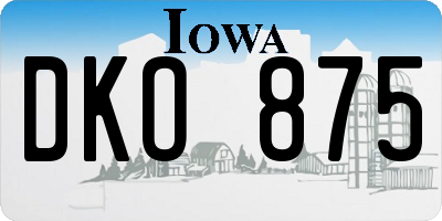 IA license plate DKO875